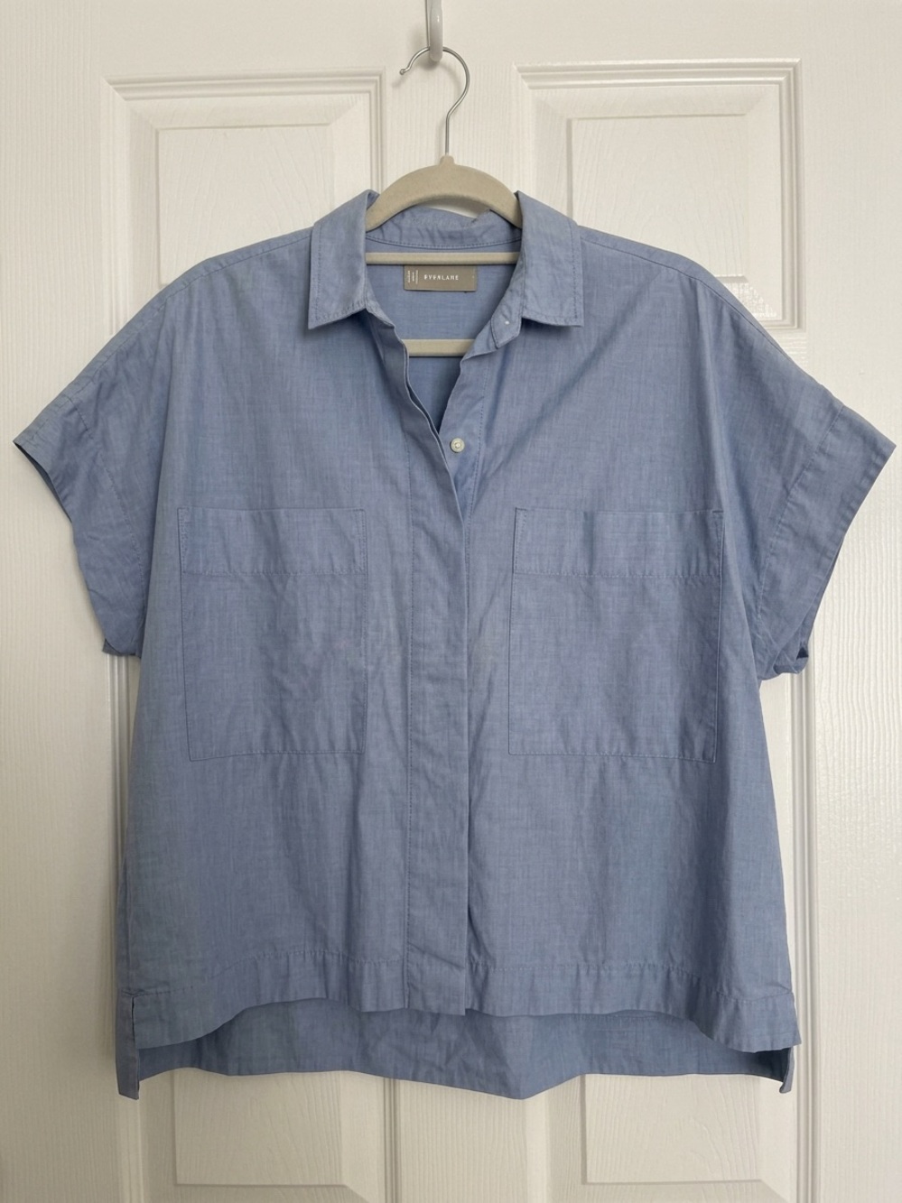 Everlane Chambray Blue Short Sleeve Button-Down Shirt